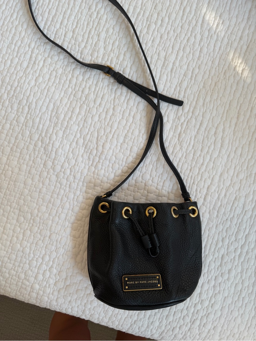 Marc by Marc Jacobs Black Leather Drawstring Crossbody Bag